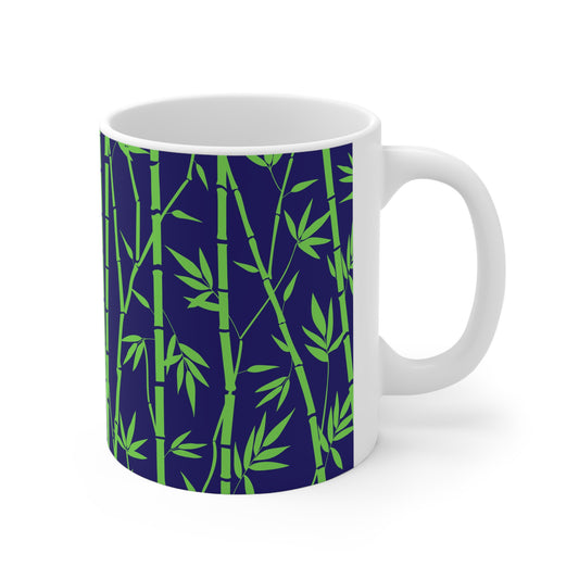Bamboo Zen Meditation Garden Midnight Blue/Black Decorative Hot Beverage Coffee Tea Ceramic Mug 11oz