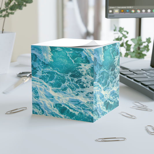 Ocean Blue Waves Decorative Paper Note Cube