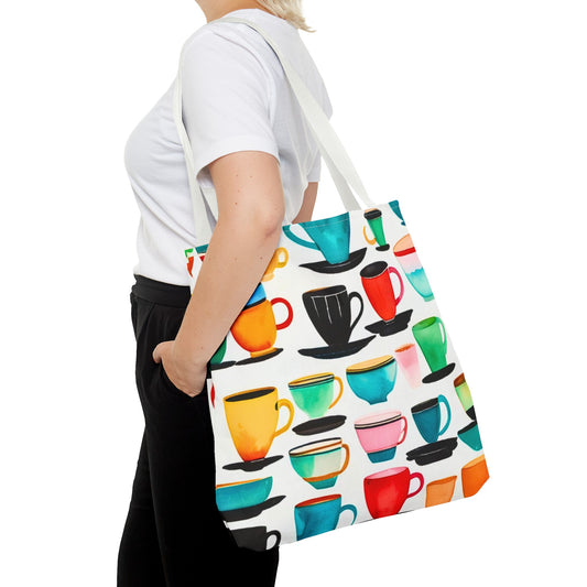 Coffee Cups Midcentury Modern Kitchen Book Tote Bag