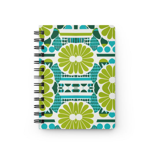 Coffee Klatch Midcentury Modern Aqua Citrus Pattern Writing Sketch Organizer Inspiration Spiral Bound Journal