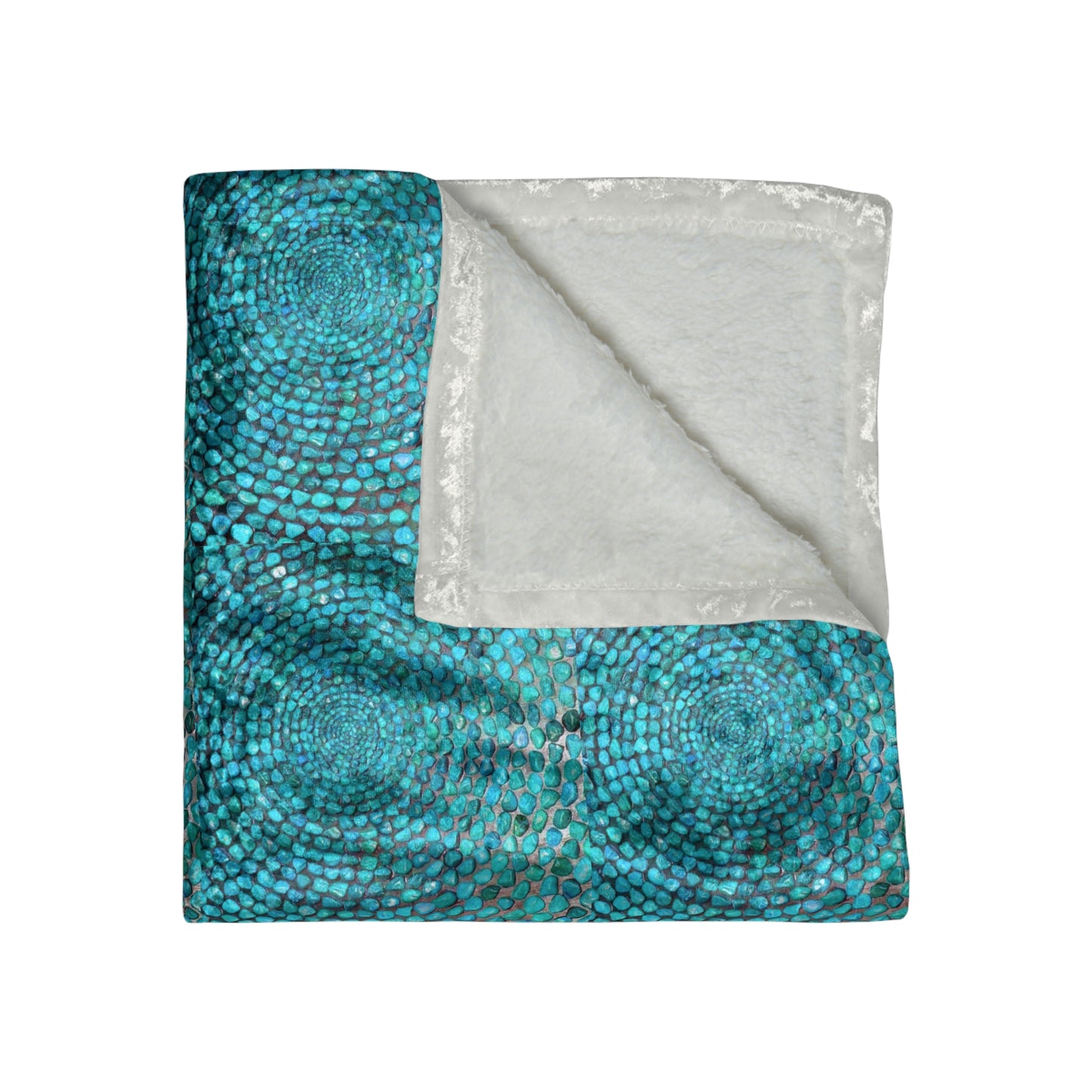Turquoise Stones Crushed Cozy Warm Lounge Shimmer Velvet Blanket