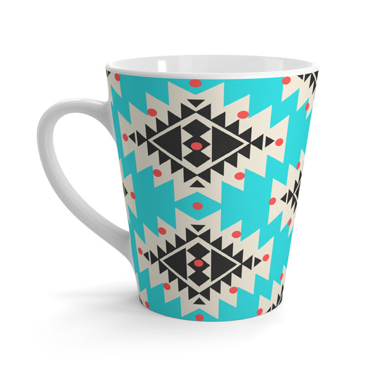 Navajo Concho Turquoise Decorative Pattern Cappuccino Latte Mug