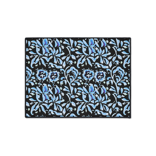 Blue Tropical Island Flower Batik Pattern Beach House Decorative Indoor Outdoor Heavy Duty Floor Mat