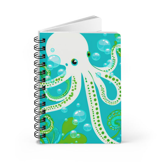 Aqua Octopus Bubbles Writing Sketch Inspiration Spiral Bound Journal