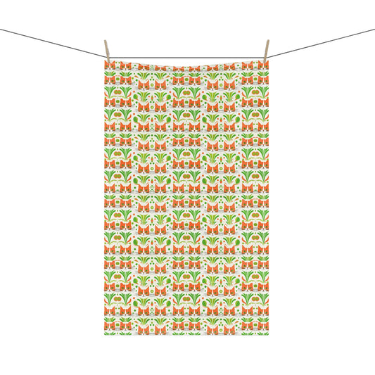 Orange Tabby Cats in the Grass Midcentury Modern Pattern Kitchen Tea  Towel/Bar Towel