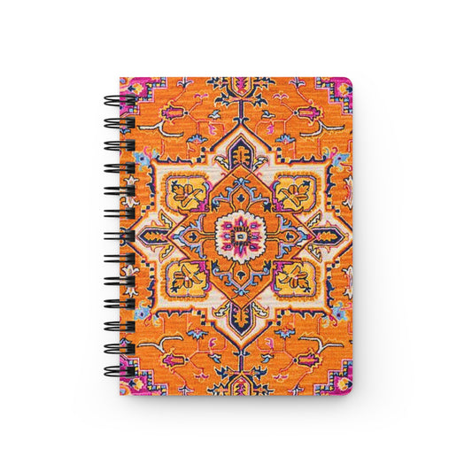 Berber Tribal Nomad Rug Orange Pink Pattern Bohemian Writing Sketch Travel Inspirations Spiral Bound Journal