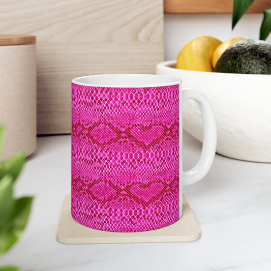 Pink Snakeskin Hot Beverage Coffee Tea Decorative Ceramic Mug 11oz