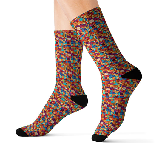 Painterly Cubist Sublimation Socks