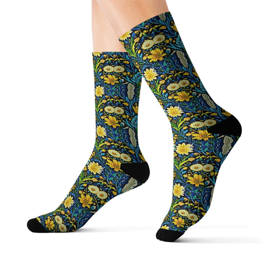 London Early English Daffodils Decorative Pattern Sublimation Socks