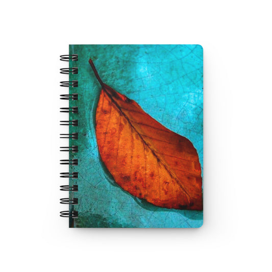 Winter Magnolia Leaf on Teal Crackle Ceramic Plate Writing Sketch Inspiration Spiral Bound Journal