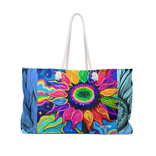 Electric Sunflower Collage Shopper Market Weekender Bag