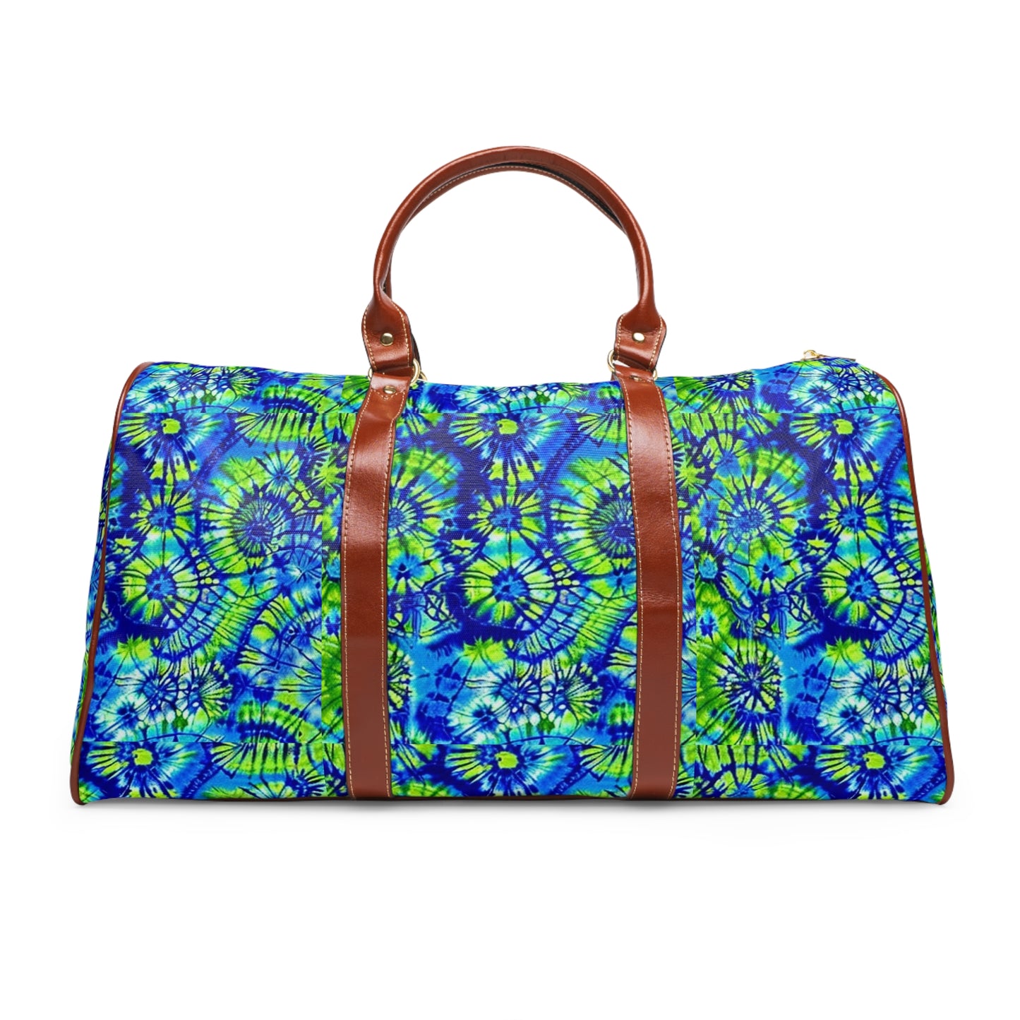 Tie-Dye Beach Turquoise and Lime Green Pattern Vacation Waterproof Travel Bag