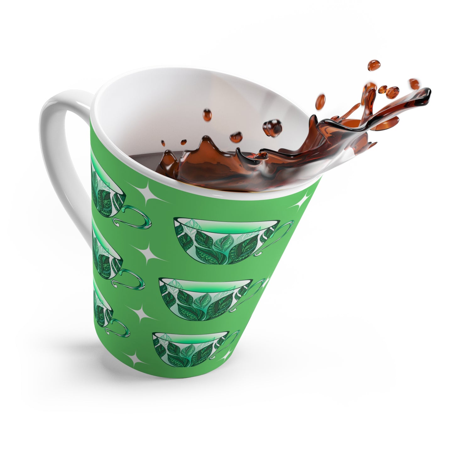 Cup of Mint Tea Midcentury Modern Hot Beverage Green Decorative Coffee Cappucino Latte Mug
