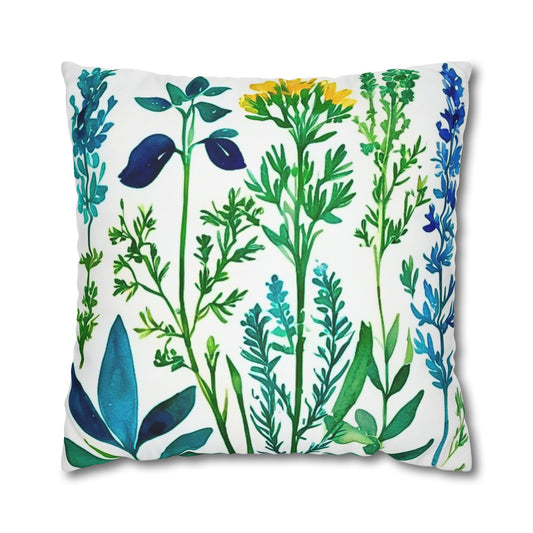 Spring Herbs Decorative Square Poly Canvas Pillowcase