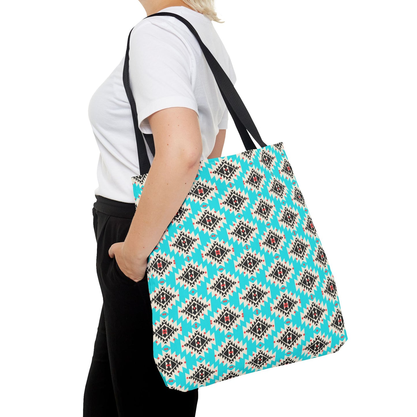 Navajo Concho Turquoise Decorative Pattern Book Tote Bag