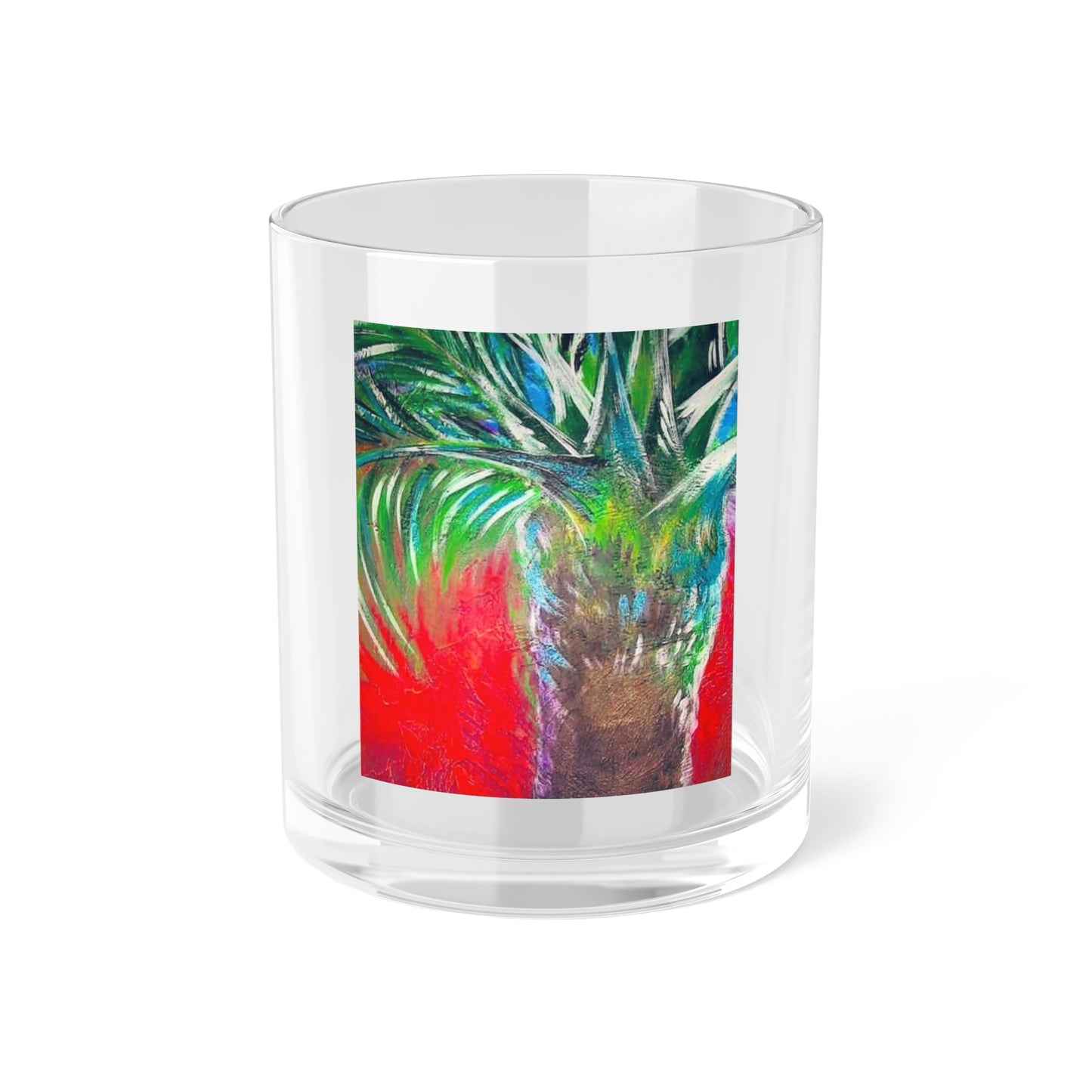 Painterly Tropical Abstract Palm Tree Cocktail Party Beverage Entertaining  Bar Glass