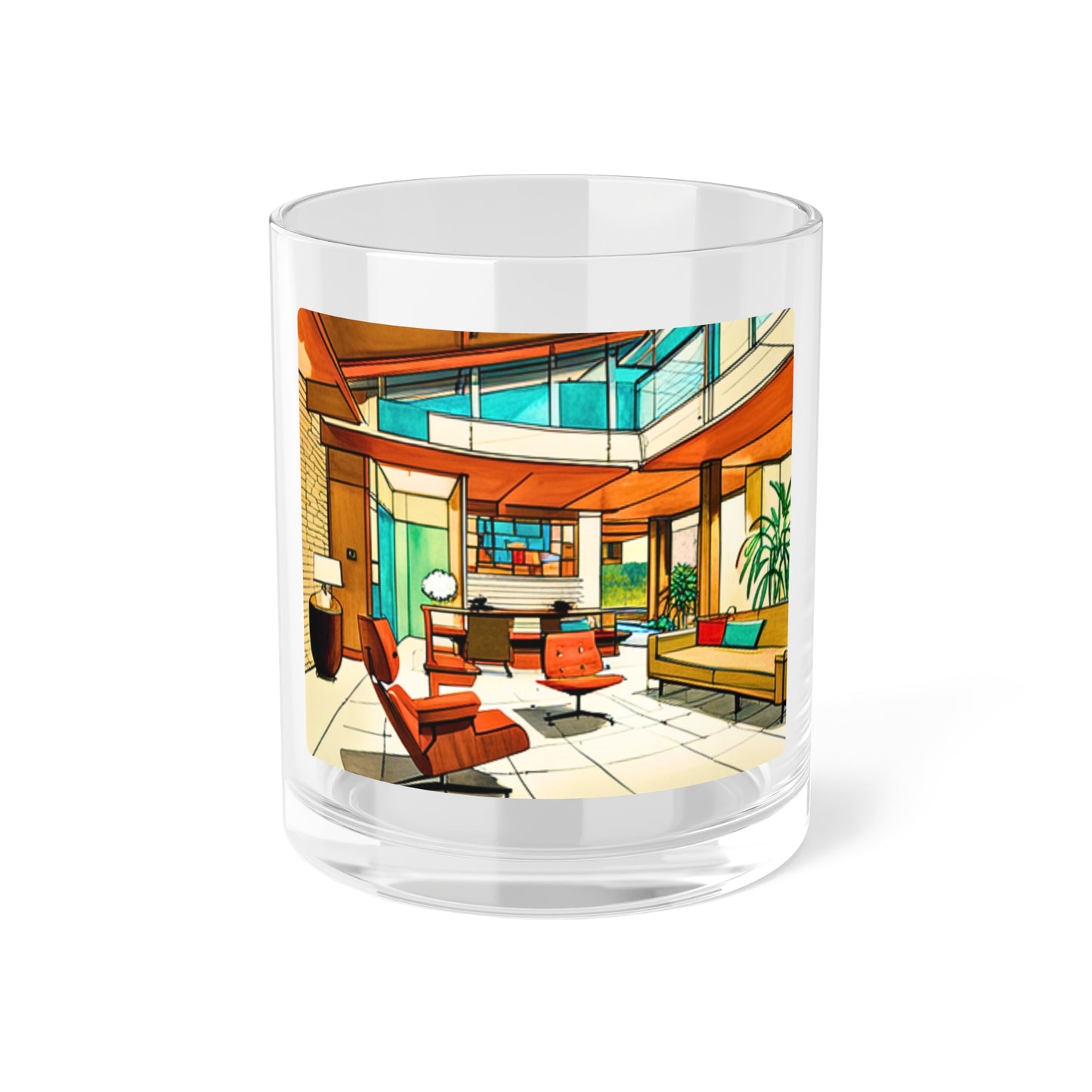 Atrium Sunroom Midcentury Modern Architect Interior Designer Rendering Turquoise Cocktail Party Entertaining Bar Glass