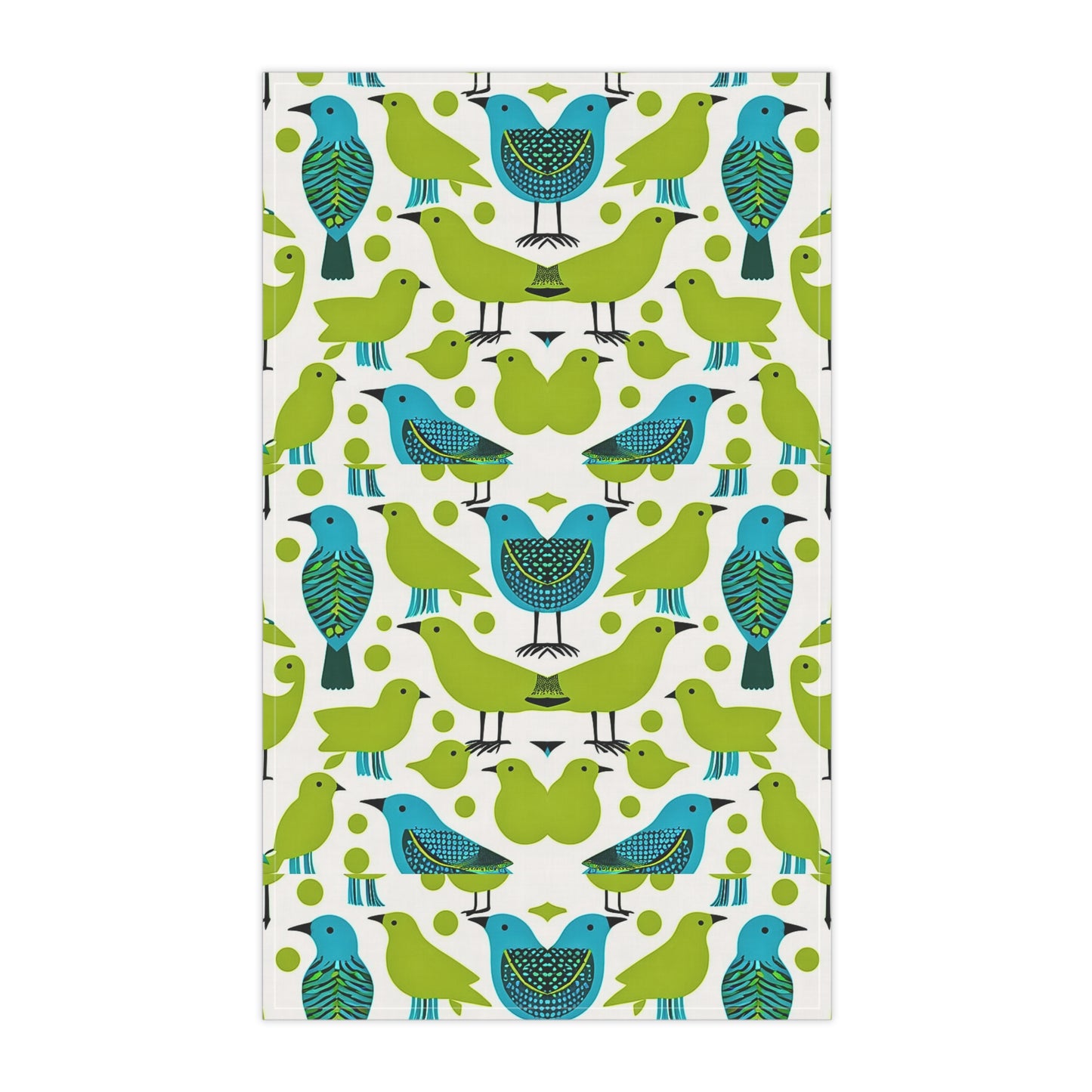 Springtime Birds in the Piazza Midcentury Modern Pattern Decorative Kitchen Tea Towel/Bar Towel