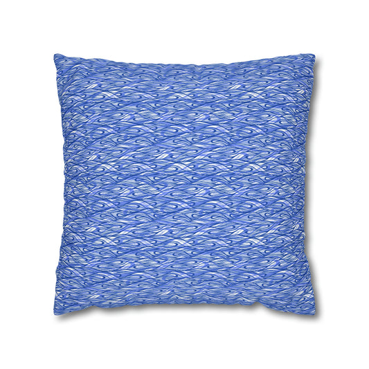Waves Vibrations Navy Lavender Modern Coastal Pattern Decorative Spun Polyester Pillow Cover