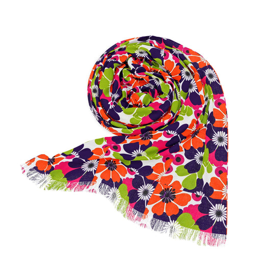 High Summer Blooms Light Scarf with Fringe (Limited Edition August 2024)