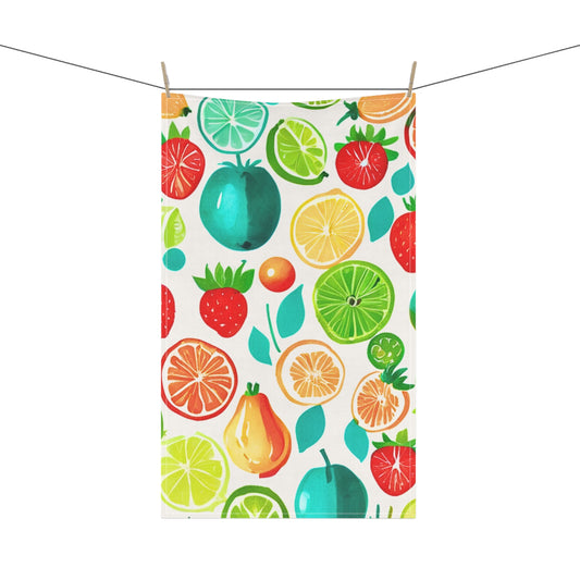 Summer Fruit Garden Midcentury Modern Illustration Water Strawberries Limes Oranges Plums Decorative Kitchen Tea Towel/Bar Towel