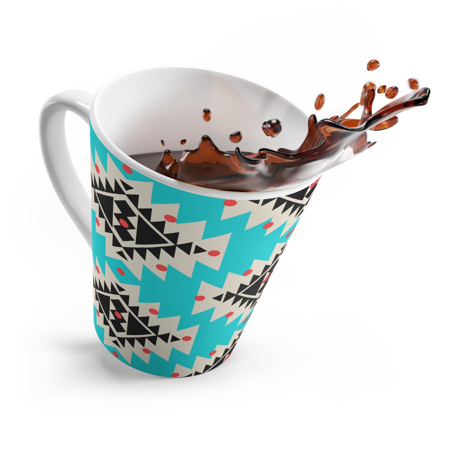 Navajo Concho Turquoise Decorative Pattern Cappuccino Latte Mug