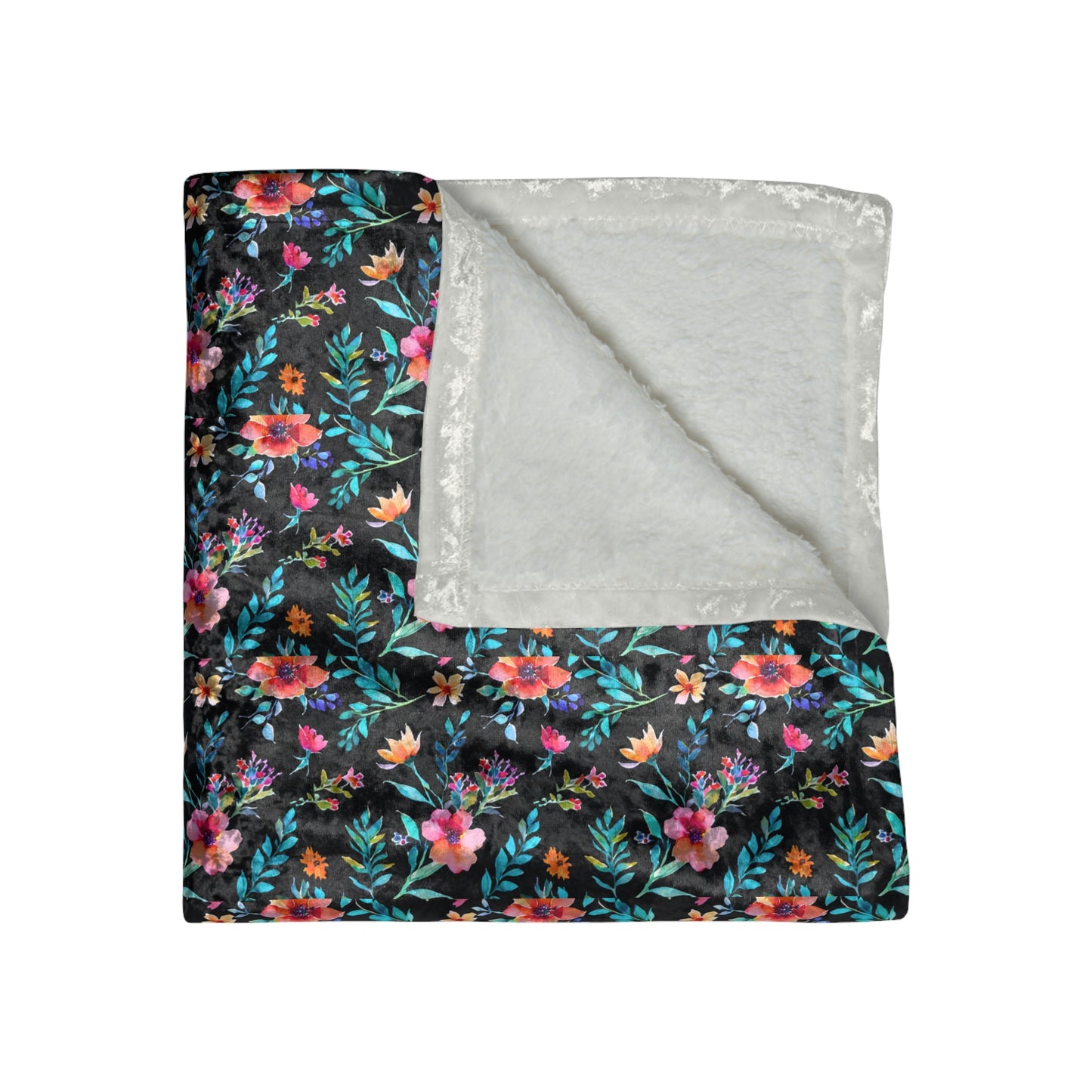 Midnight Floral Crushed Velvet Blanket