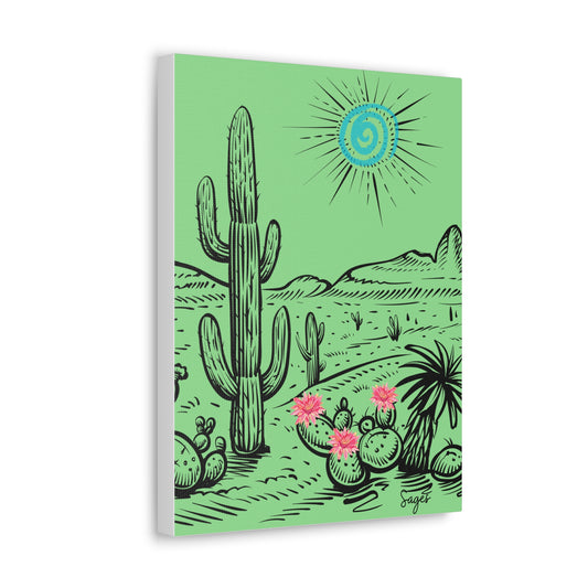 Blooming Cactus Southwestern Art Canvas Gallery Wraps