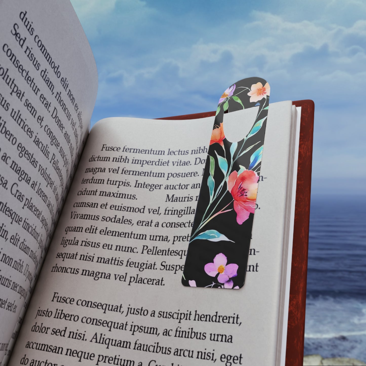 Midnight Floral I Watercolor Reading Bookmark