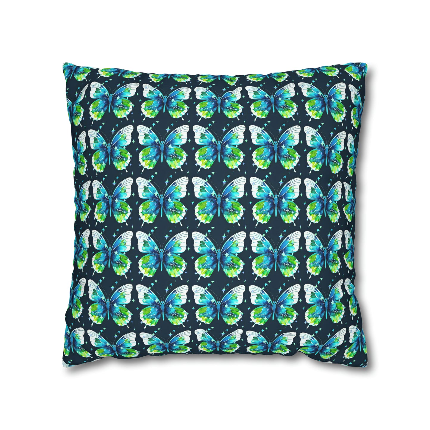 Twilight Awakening Blue Butterfly Watercolor Pattern Decorative Accent Spun Polyester Pillow Cover