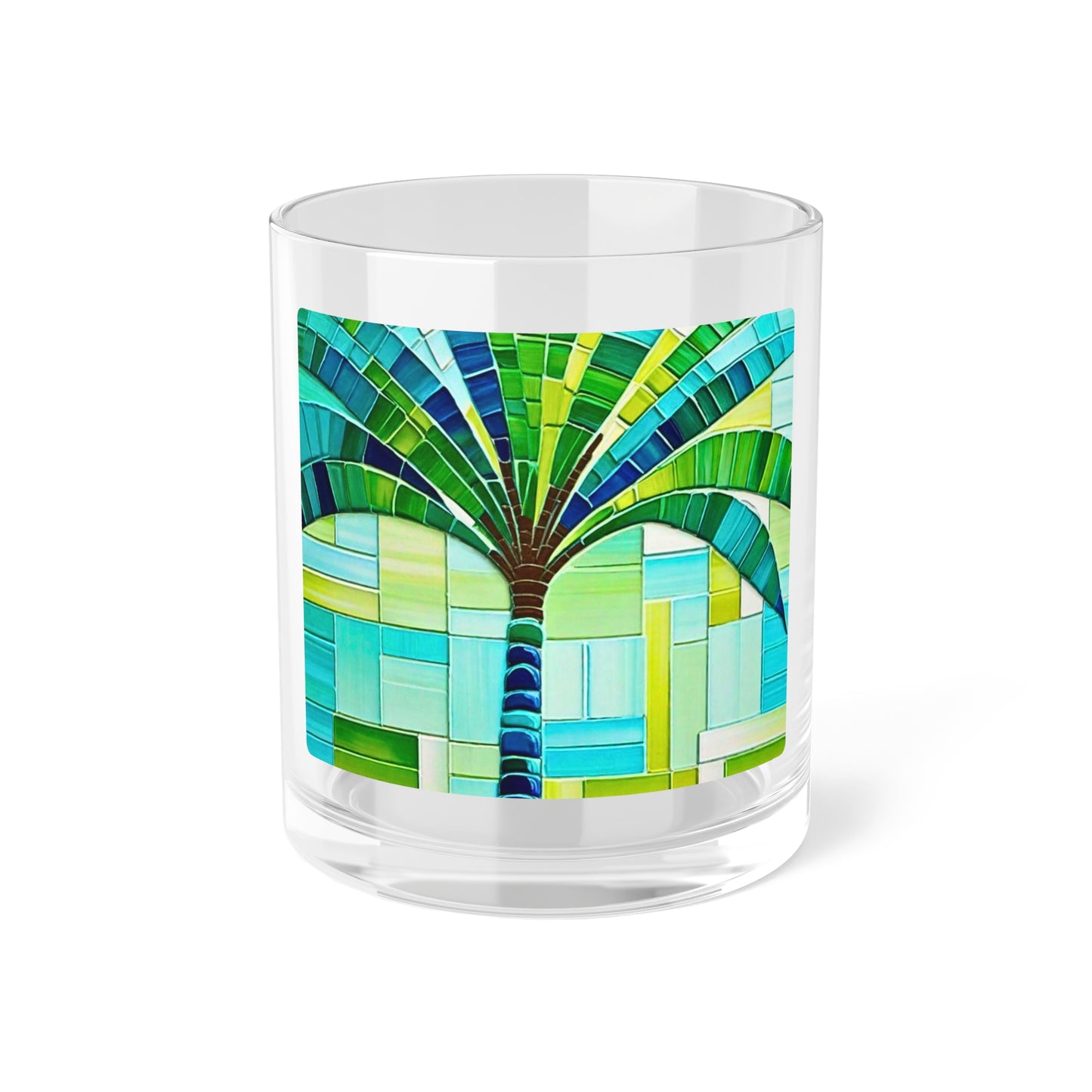 Turks and Caicos Island Palm Tree Mosaic Cocktail Party Highball Beverage Entertainingn Home Decor Bar Glass