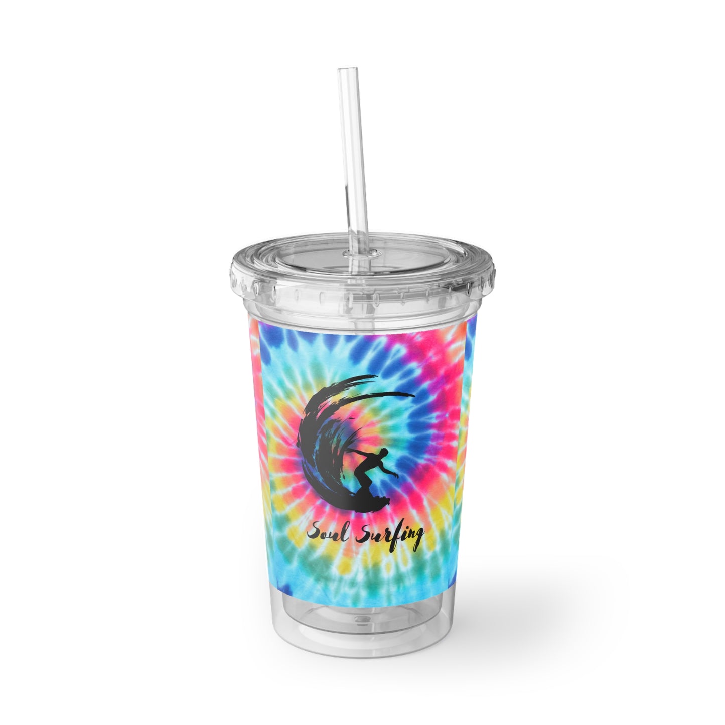 Soul Surfing Tie Dye Surfing Hang Ten 1970s Cold Beverage Suave Acrylic Cup