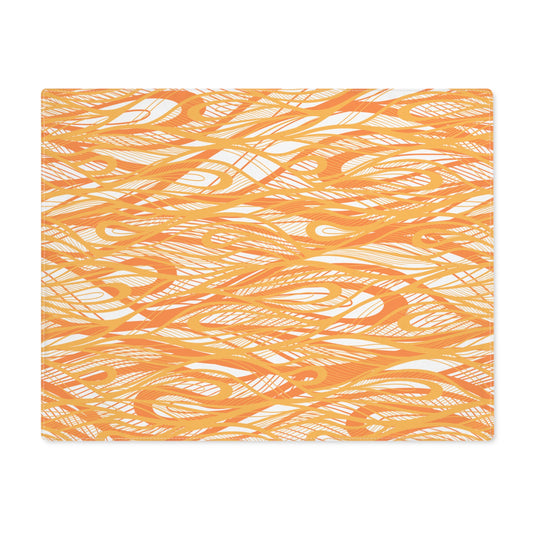 Wave Vibrations Orange Tangerine Modern Coastal Pattern Tablescape Decorative Placemat, 1pc