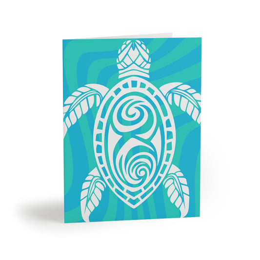 Maori Turtle Waves Greeting Cards (8 pcs)