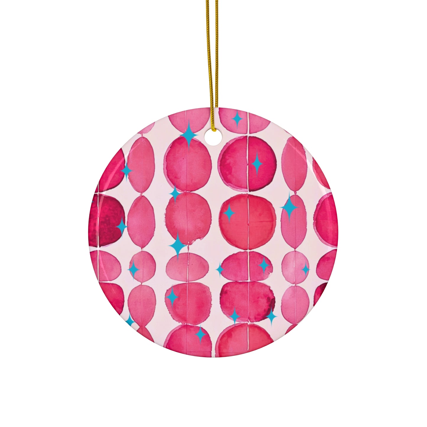 Pink Ovals Ceramic Ornament