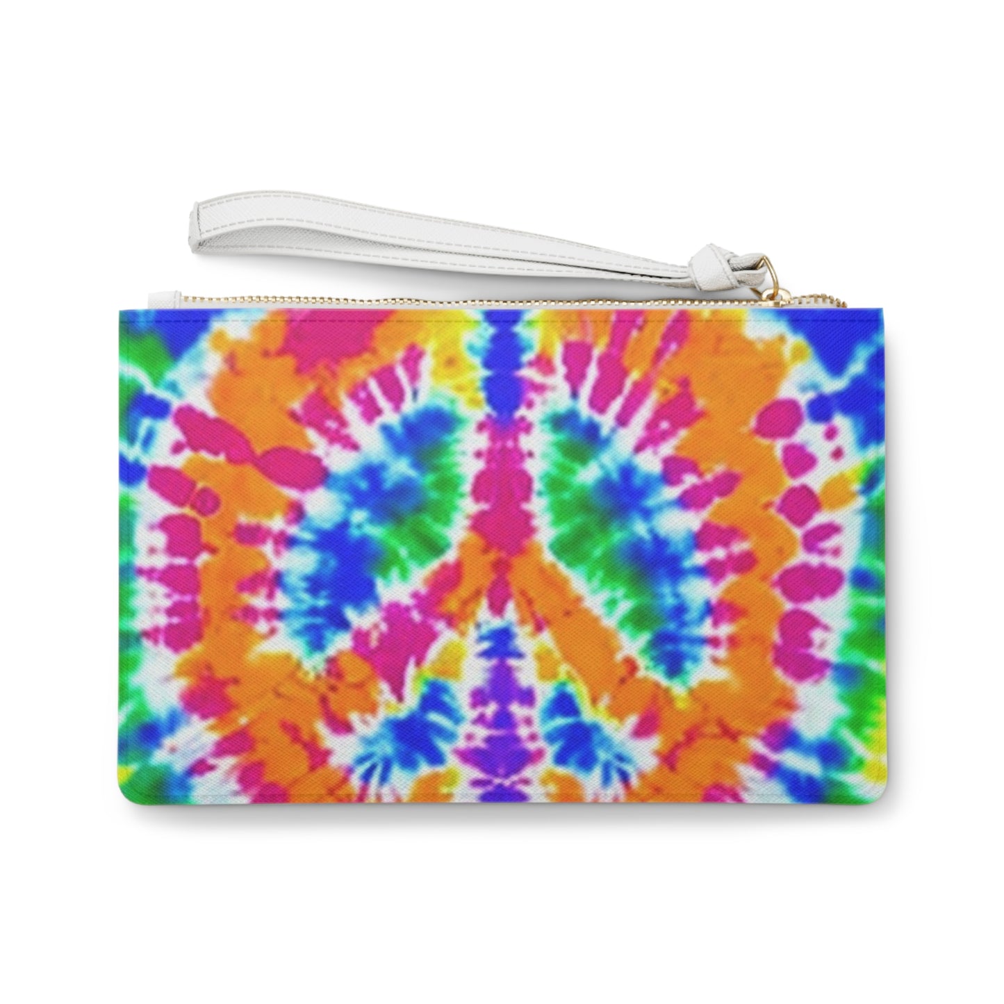 Tie Dye Peace Symbol Vintage 1960s Multi Colored New Hippie Style Errands Makeup Evening Pouch Clutch Bag