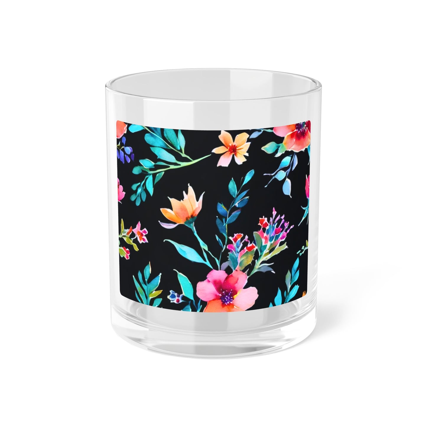Midnight Floral II Watercolor Original  Decorative Cocktail Party Entertaining Bar Glass
