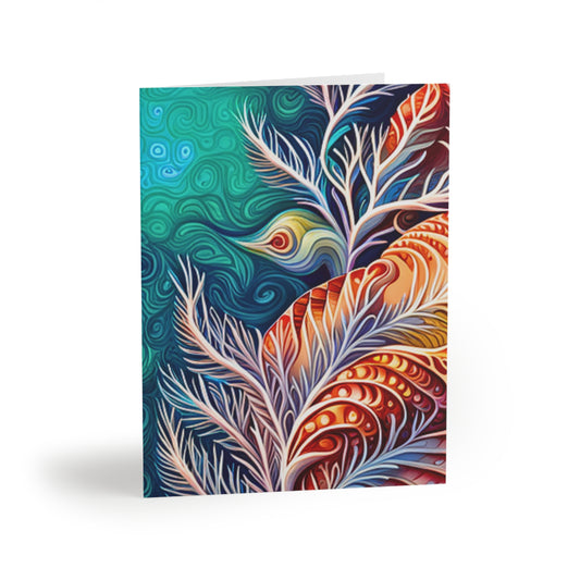 Coral Sea Ocean Coastal Life Decorative Art Note Greeting Cards (8 pcs)