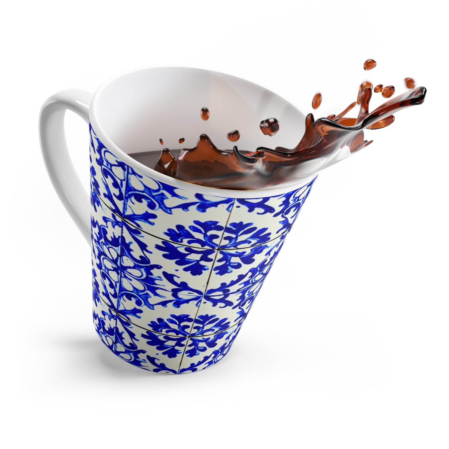 Portuguese Summer Blue and White Floral Antique Tile Coffee Tea Chia Hot Beverage Latte Mug