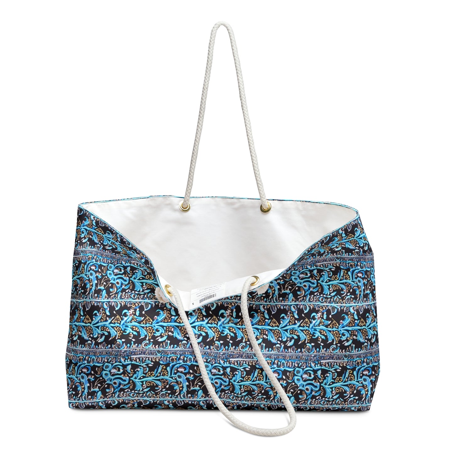 Coast of Mauritius Cloth Pattern Blue Turquoise Batik Shopping Market Beach Travel Weekender Bag