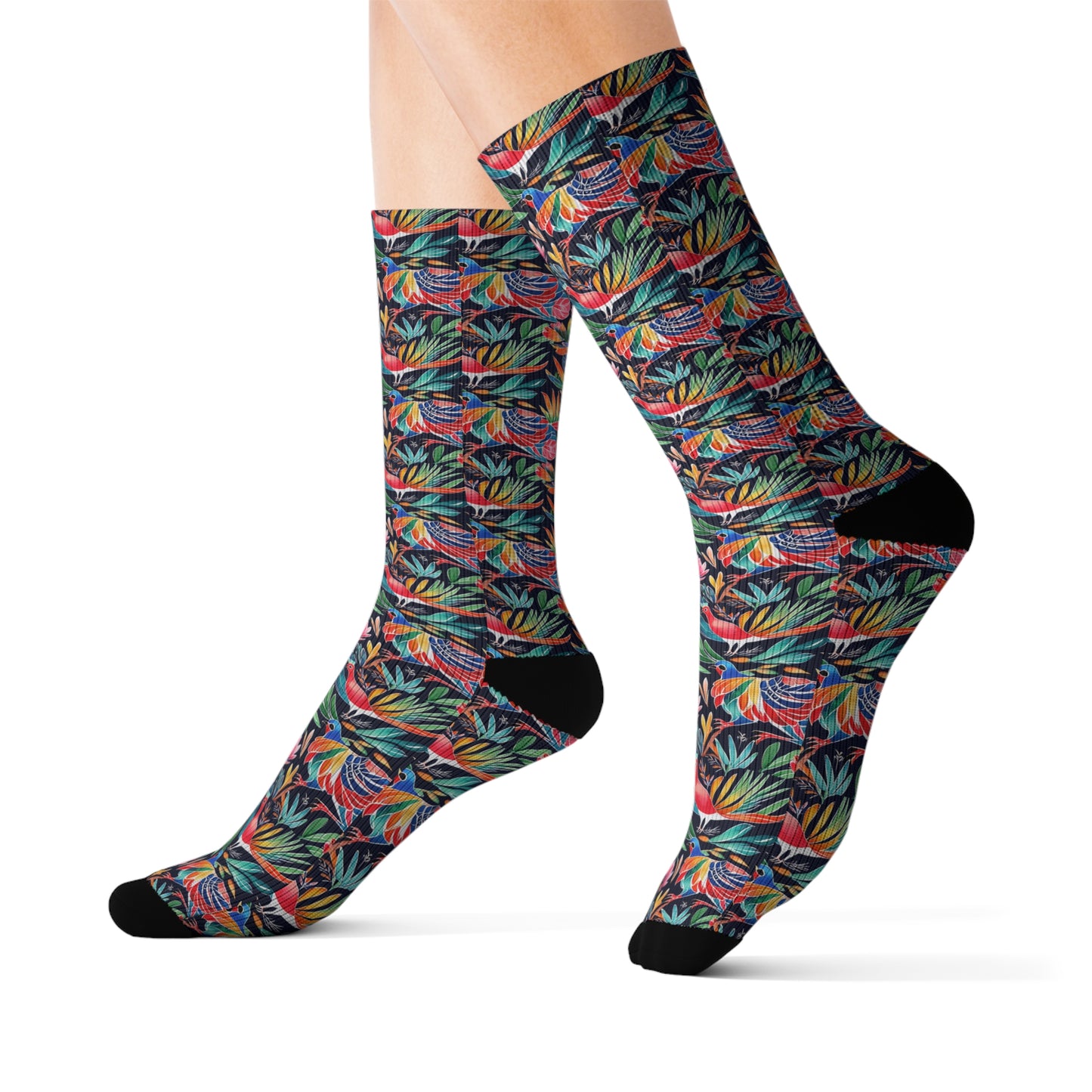 Neon Birds of a Feather Decorative Pattern Sublimation Socks