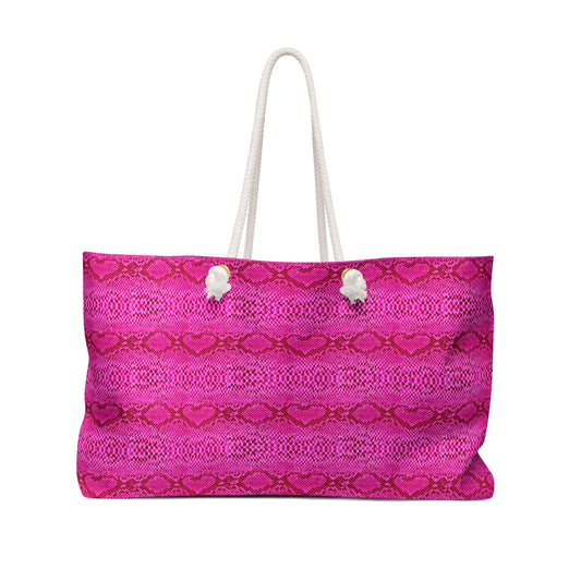 Pink Snakeskin Hot Pink Decorative Shopper Market Beach Weekender Bag