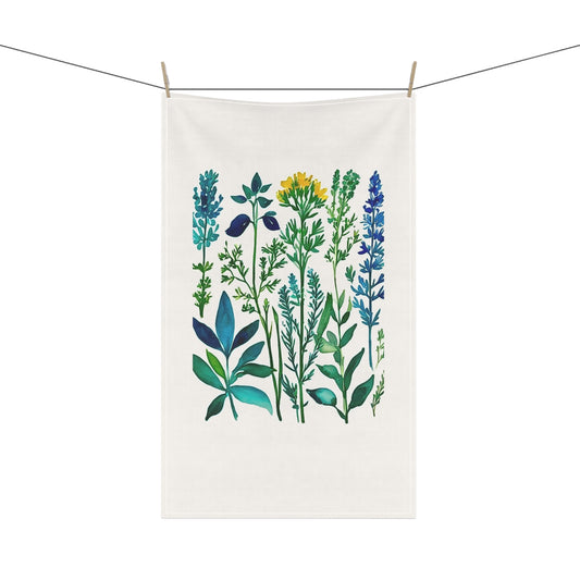 Spring Herbs Decorative Kitchen Tea Towel / Bar Towel