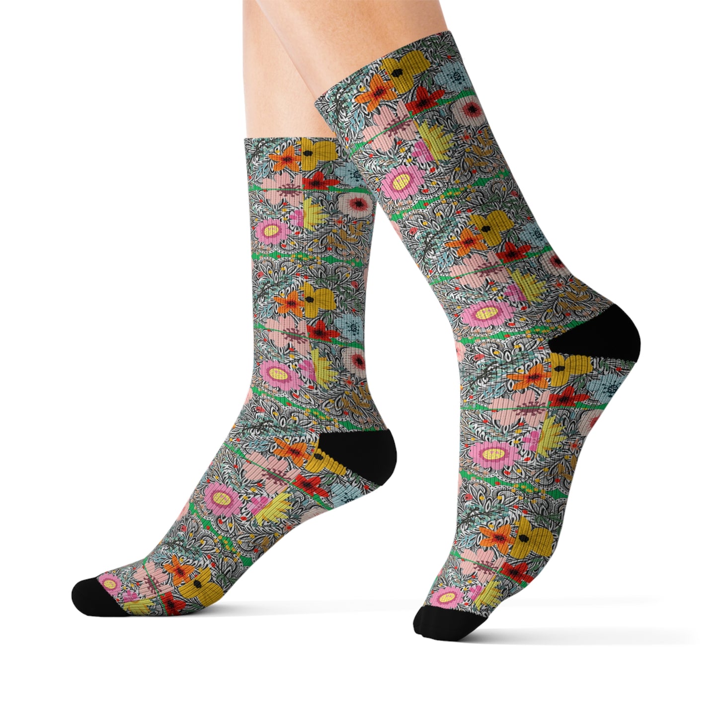 Prairie Cactus Desert Flower Southwestern Decorative Pattern Sublimation Socks