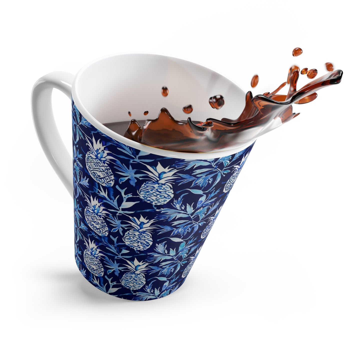 Blue and White Pineapple Batik Hot Beverage Cappuccino Tea Latte Mug