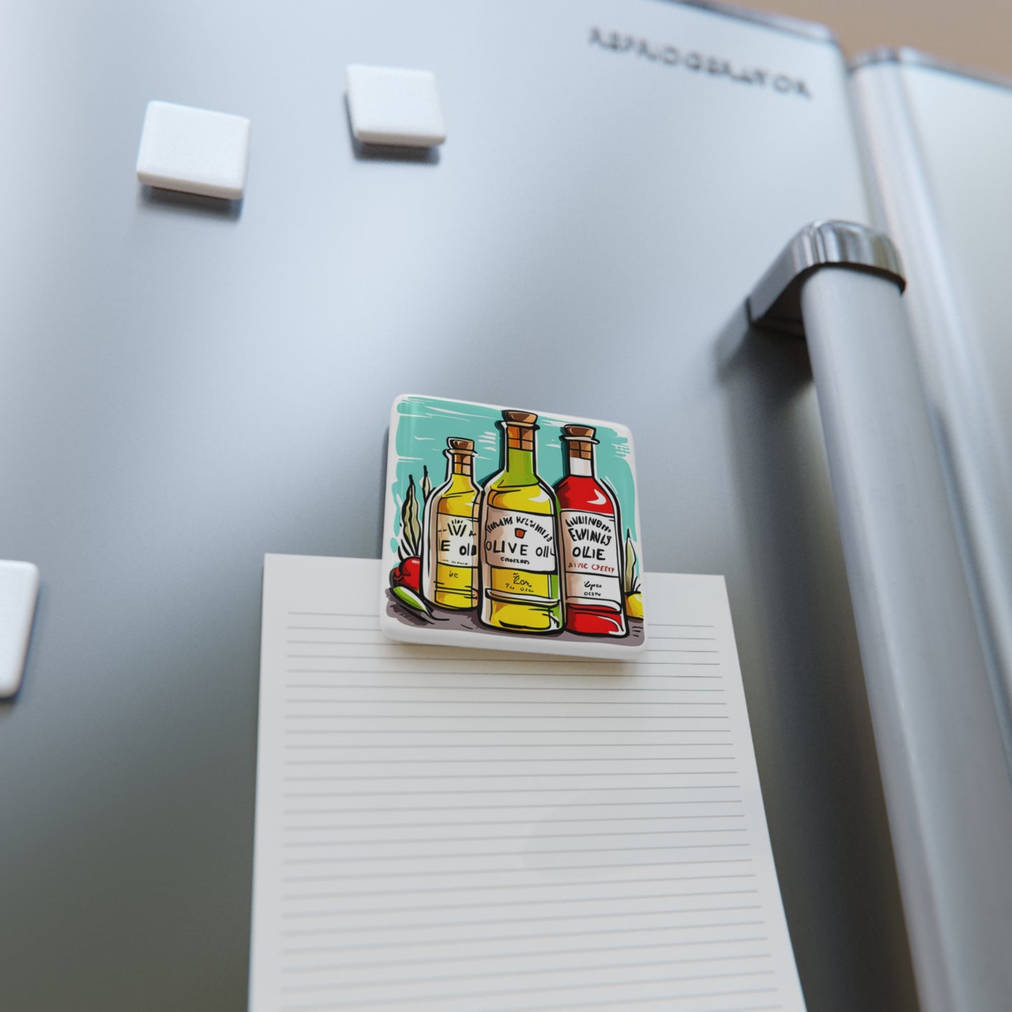 Italian Olive Oil collection Decorative Refrigerator Porcelain Magnet, Square