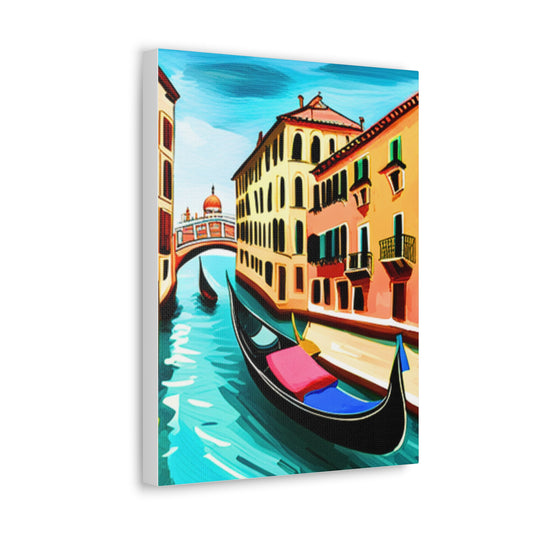 Via Venezia Italian Gondola Art Canvas Gallery Wraps