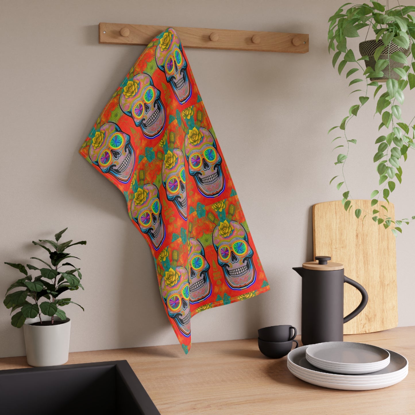 High Vibrations Skeleton Neon Colors Decorative Kitchen Tea Towel/Bar Towel