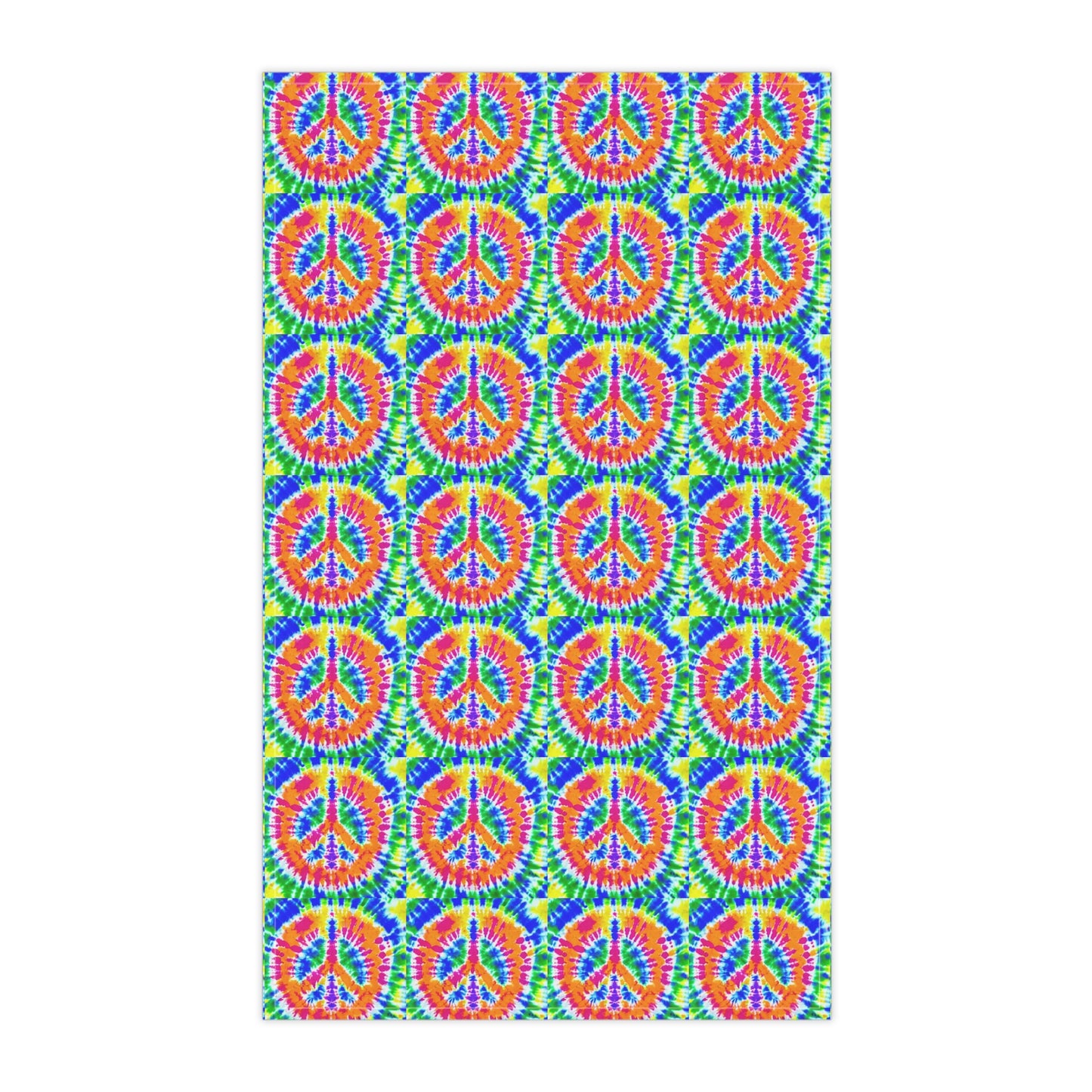 Tie-Dye Peace Symbol Vintage 1960s Multi Colored New Hippie Style Decorative Kitchen Tea Towel/Bar Towel