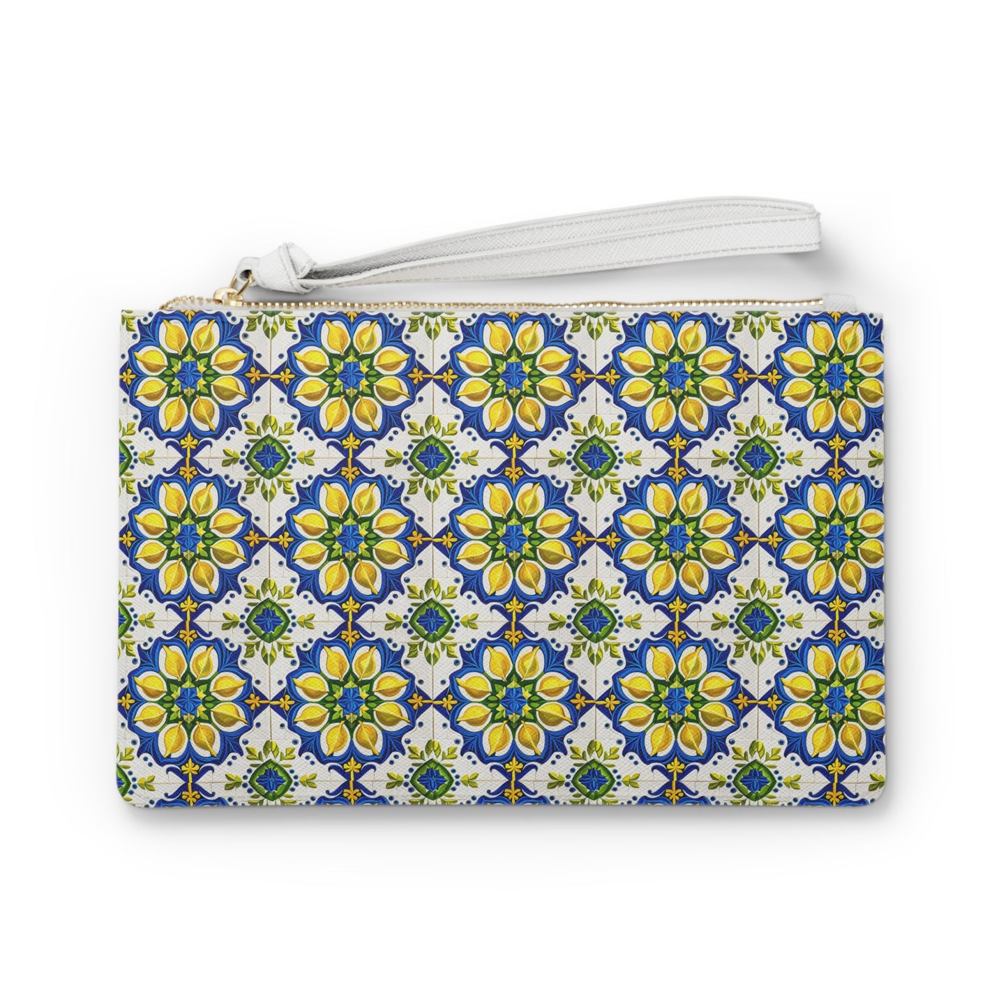 Island of Capri Limone  Italian Durata Tile Lemons Blue Errands Evening Pouch Clutch Bag